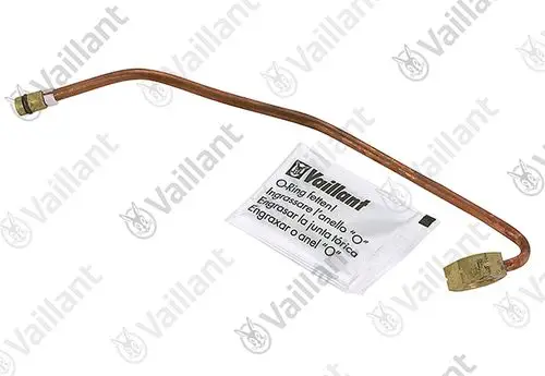 Vaillant Steuerleitung aus Kupfer mit zwei Anschlussstücken und einer O-Ring-Packung zur Verwendung in Heizsystemen.